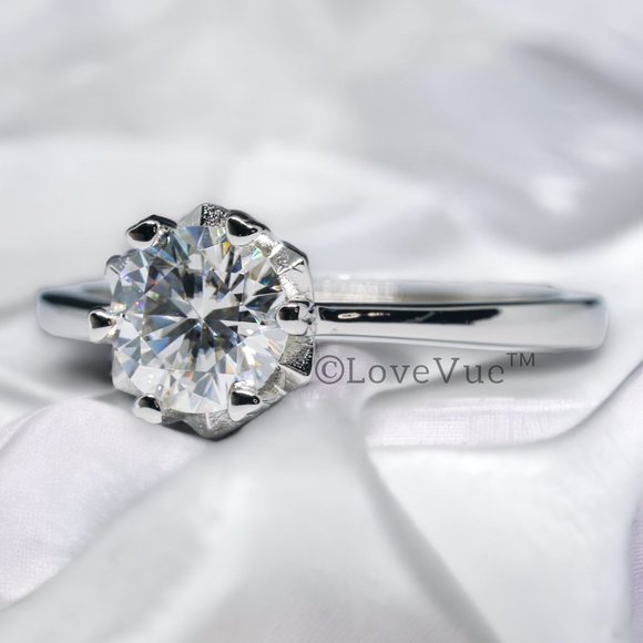 Certified 1ct. t.w. Diamond Star Solitaire Engagement Wedding Ring - Picture 7 of 16